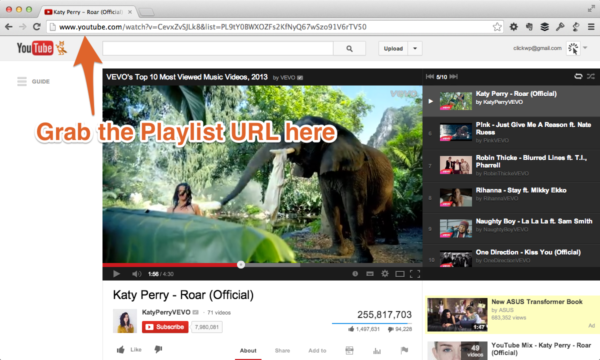 YouTube playlist URL