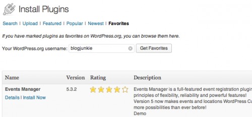View your favorite plugins directly from the Install Plugins screen