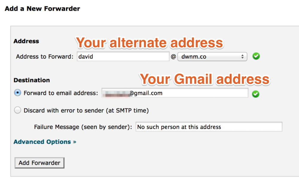 gmail account with alternate email address