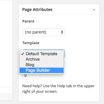 Select the Page Builder page template