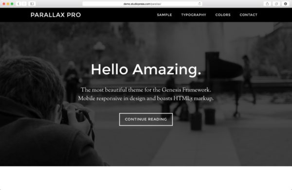 Parallax Pro by StudioPress. Click to view demo