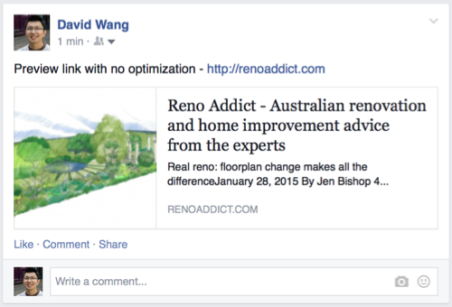 Facebook link preview with no optimization