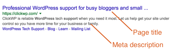 Page title and meta description
