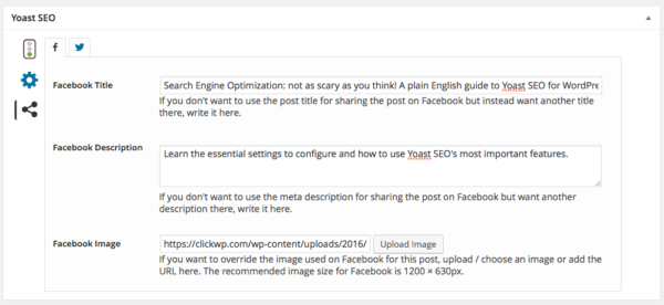 Social optimization with Yoast SEO - click for larger version