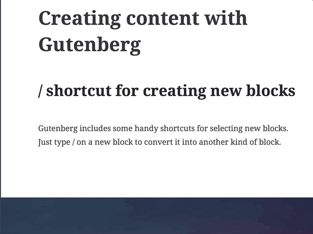 Gutenberg Inserter Keyboard Shortcut