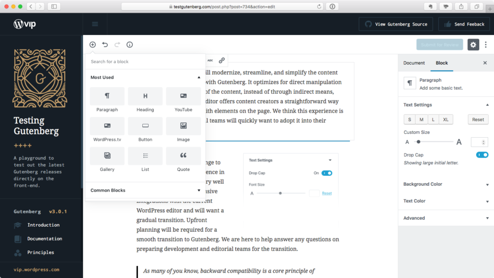 A playground to test out Gutenberg