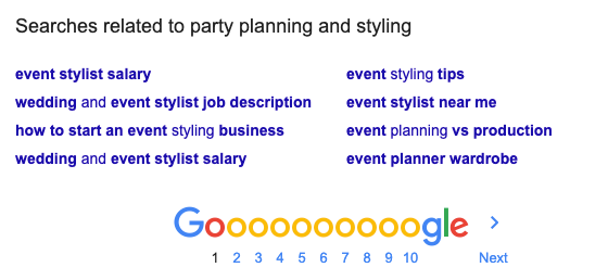 Google search related keywords