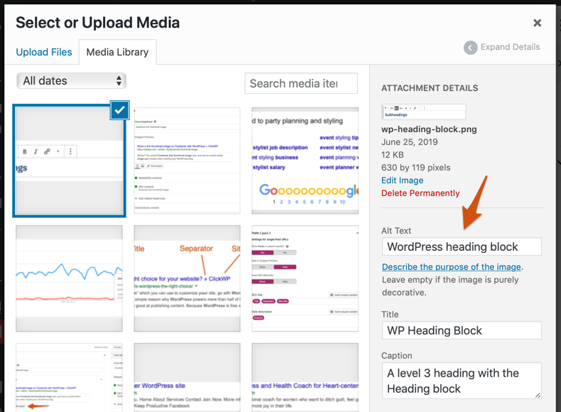 Setting Alt Text in WordPress