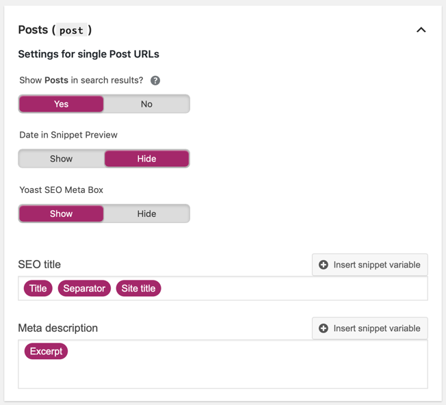Recommended Yoast SEO post template