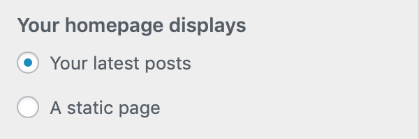 Reading Settings - Homepage displays latest posts
